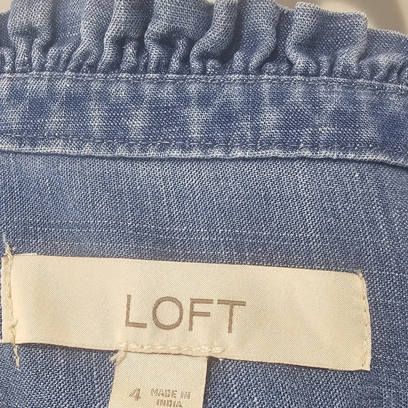 LOFT Blue Ruffled Mini Dress - Picture 4 of 4